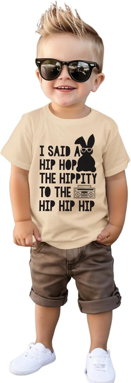 Toddler Boy Easter Shirt I Said A Hip Hop The Hippity Happy Easter Bunny Tshirt Kids Rabbit Outfit Short Sleeve Top
