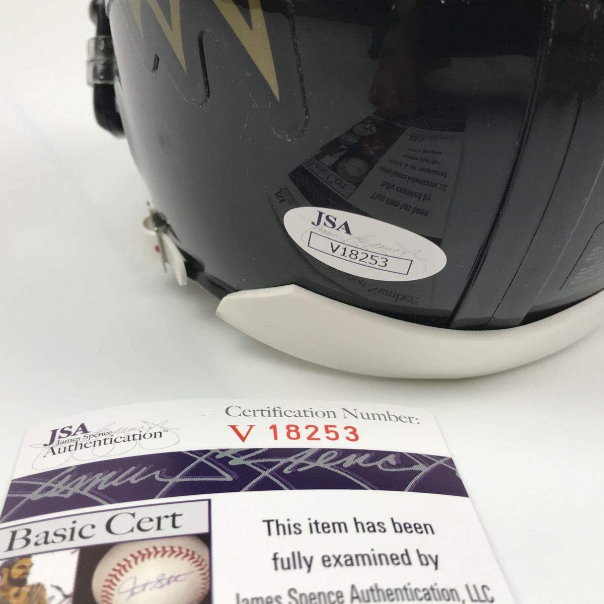 Autographed/Signed Ray Lewis Baltimore Ravens Football Mini Helmet JSA COA