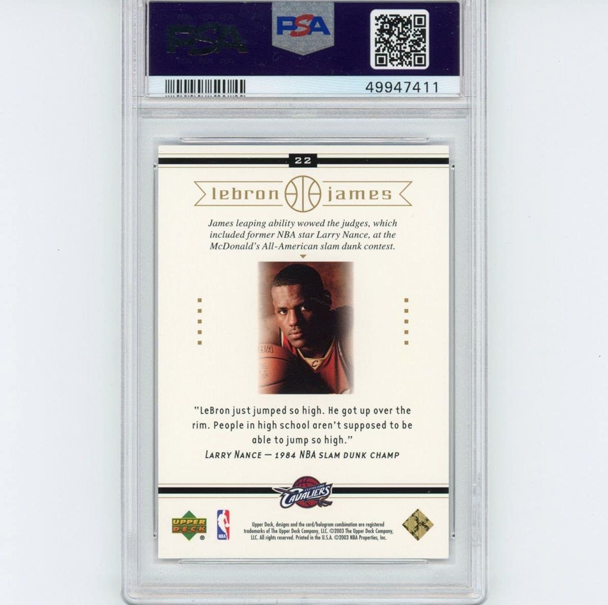 Graded 2003-04 Upper Deck LeBron James #22 Box Set Rookie RC Basketball Card PSA 10 Gem Mint