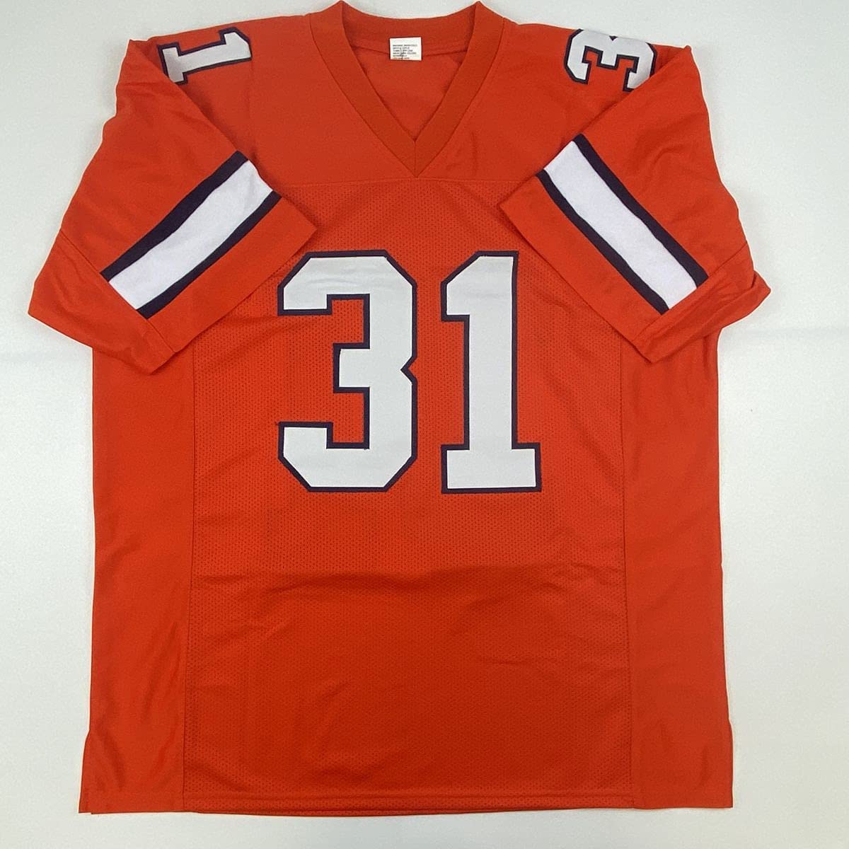Autographed/Signed Justin Simmons Denver Retro Orange Football Jersey PSA/DNA COA