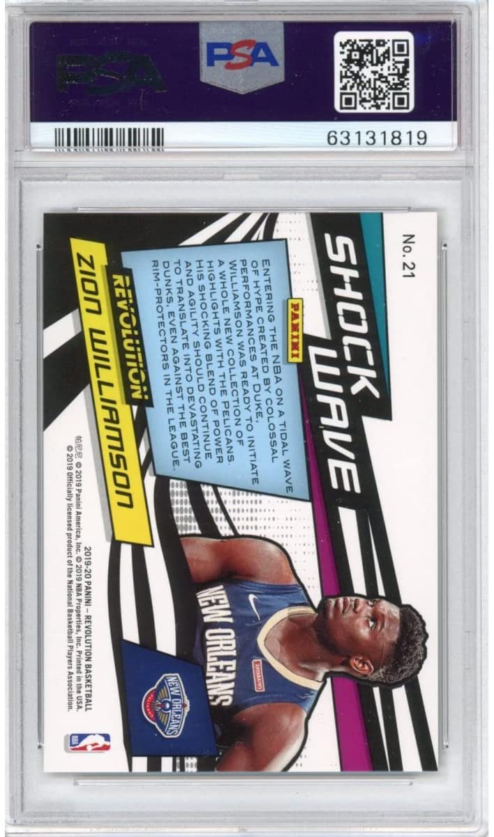 Graded 2019-20 Panini Revolution Zion Williamson #21 Shock Wave Rookie RC Basketball Card PSA 10 Gem Mint
