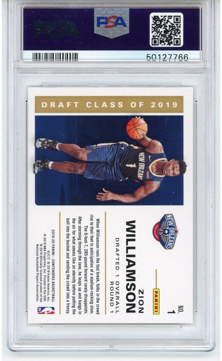 Graded 2019-20 Panini Contenders Zion Williamson #1 Draft Class Rookie RC Basketball Card PSA 10 Gem Mint