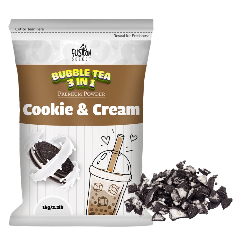 Fusion Select 2.2lb Strawberry Milk Tea Powder Flavored-3-in-1 Drink Boba Tea Powder with Cream & Sugar - Instant Pre-Mixed Beverage for Hot or Cold Blends or Yummy Frappes Bubble Tea
