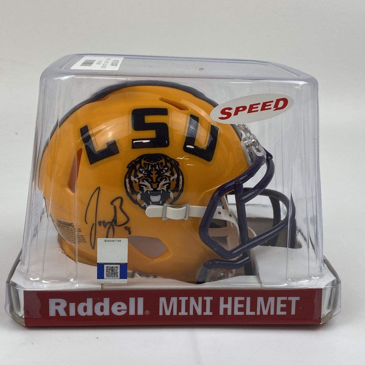 Autographed/Signed Joe Burrow LSU Tigers College Football Mini Helmet Fanatics COA
