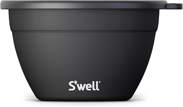 S'well Stainless Steel Salad Bowl Kit - 64oz, Onyx - Comes with 2oz Condiment Container and Removable Tray for Organization - Leak-Proof, Easy to Clean, Dishwasher Safe