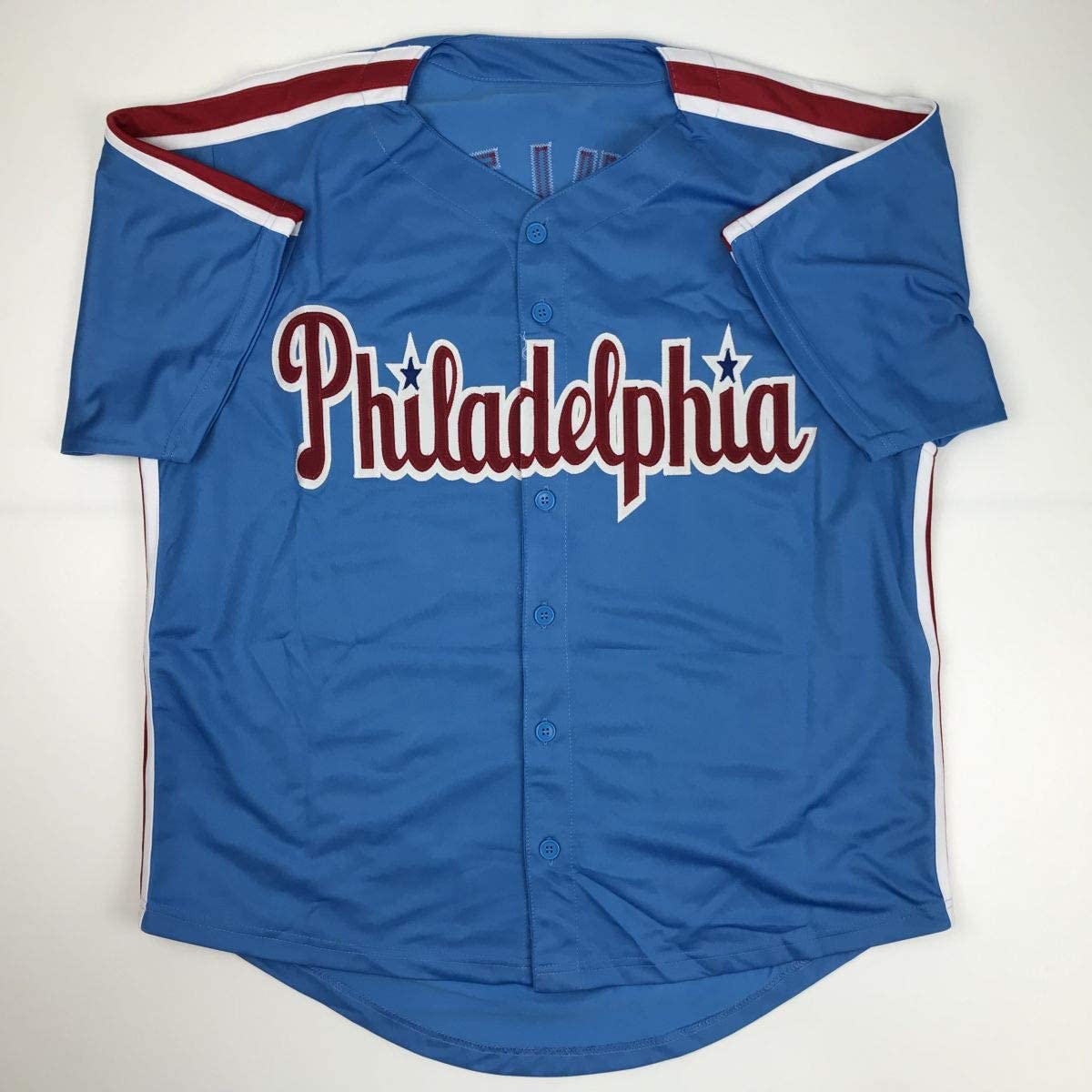Autographed/Signed Darren Daulton Philadelphia Retro Blue Baseball Jersey JSA COA
