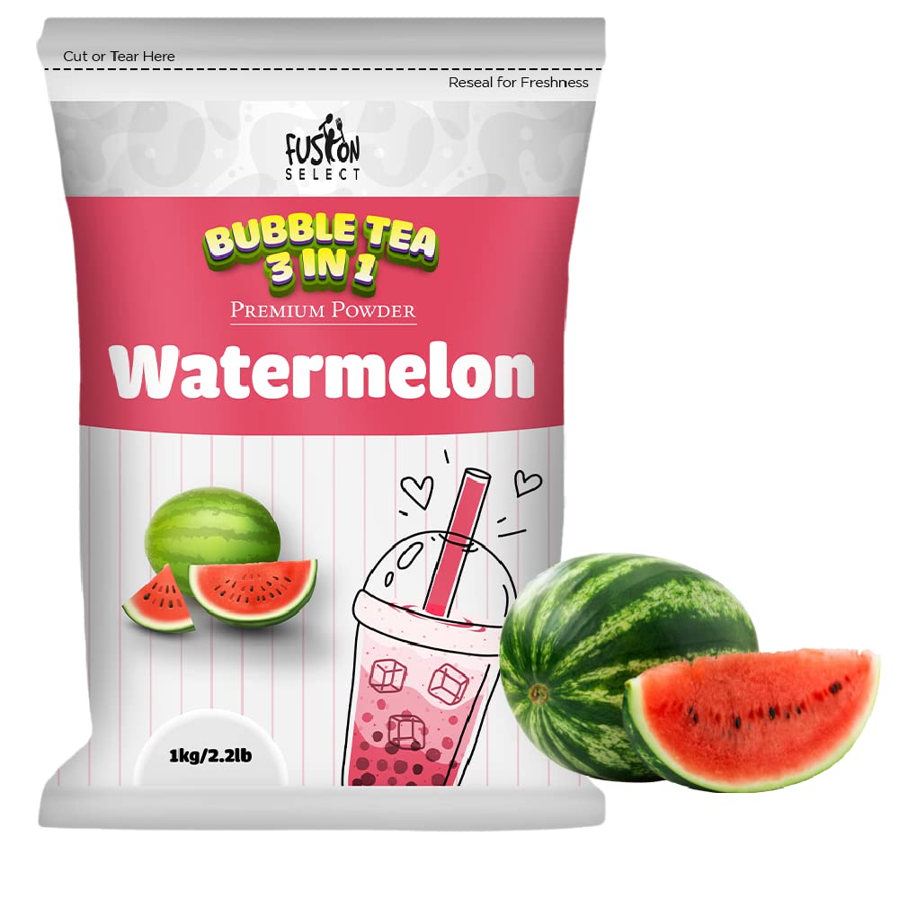 Fusion Select 2.2lb Strawberry Milk Tea Powder Flavored-3-in-1 Drink Boba Tea Powder with Cream & Sugar - Instant Pre-Mixed Beverage for Hot or Cold Blends or Yummy Frappes Bubble Tea