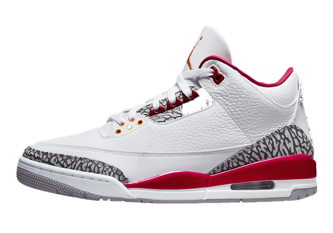 Nike Mens Air Jordan 3 Retro Sneaker, Adult, White/Lt Curry-Cardinal Red, 9.5 M US