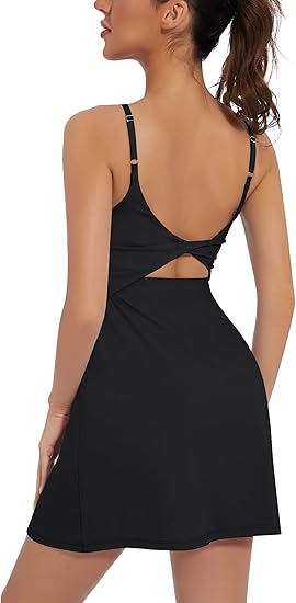 Tennis Dresses for Women, Backless Tennis Workout Dress with Built in Shorts and Bra for Athletic Tennis Golf Dress