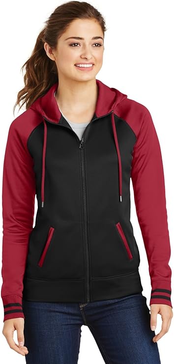 SPORT-TEK LADIES SPRT_WICK VRSTY FLC FULL-ZIP HOODED JKT F20