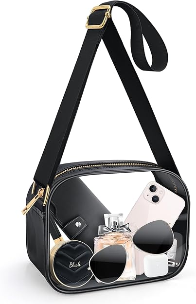 Stadium Approved Clear Crossbody Bag for Women with Adjustable Strap for Concerts Sports Festivals