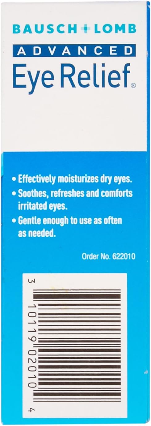 Advanced Eye Relief Eye Drops by Bausch & Lomb, for Dry Eyes & Redness Relief, 30 mL