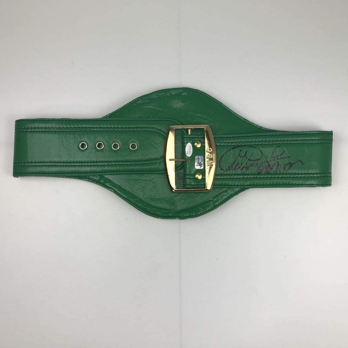 Autographed/Signed George Foreman WBC Green Boxing Replica Championship Belt JSA COA