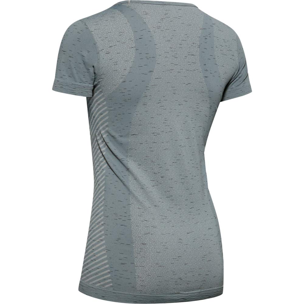 Under Armour Women's Seamless Melange Short Sleeve T-Shirt, Hushed Turquoise (396)/Metallic Silver, X-Large