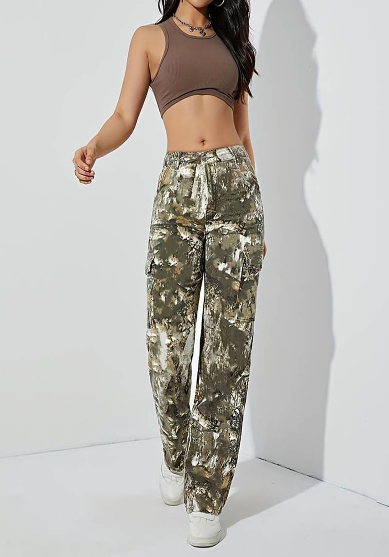 Voghtic Army Fatigue Cargo Pants Women, Womens Camo Pants, Camo Cargo Pants for Women