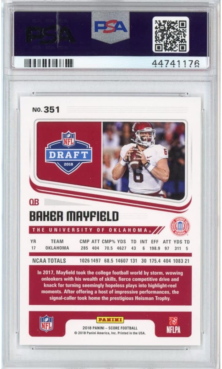 Graded 2018 Panini Score Baker Mayfield #351 Rookie RC Football Card PSA 10 Gem Mint
