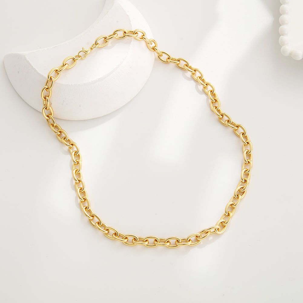 Charm Bar Necklaces - 18”, 24” 28” Cable Link 18k Gold Plated