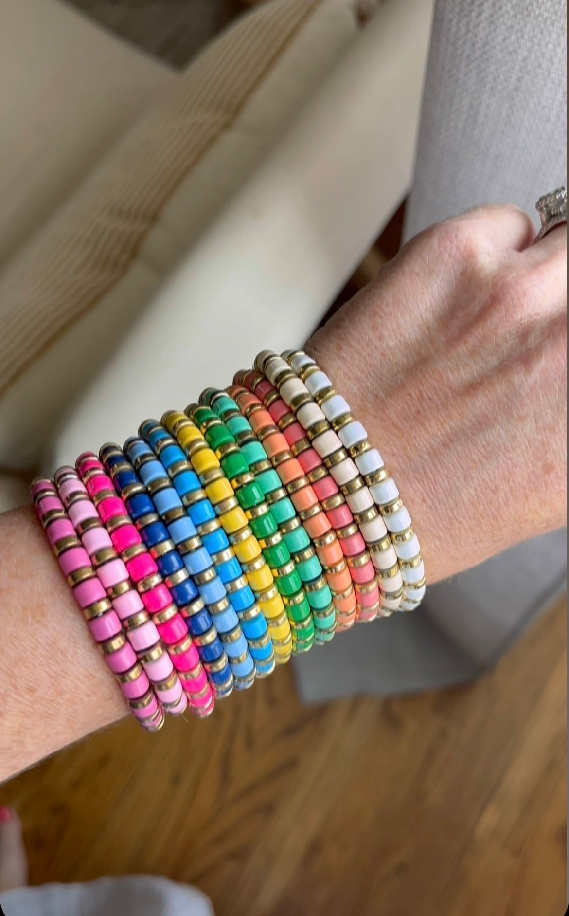 Enamel Beaded Charm Bar Bracelets - Charm Bar Styling