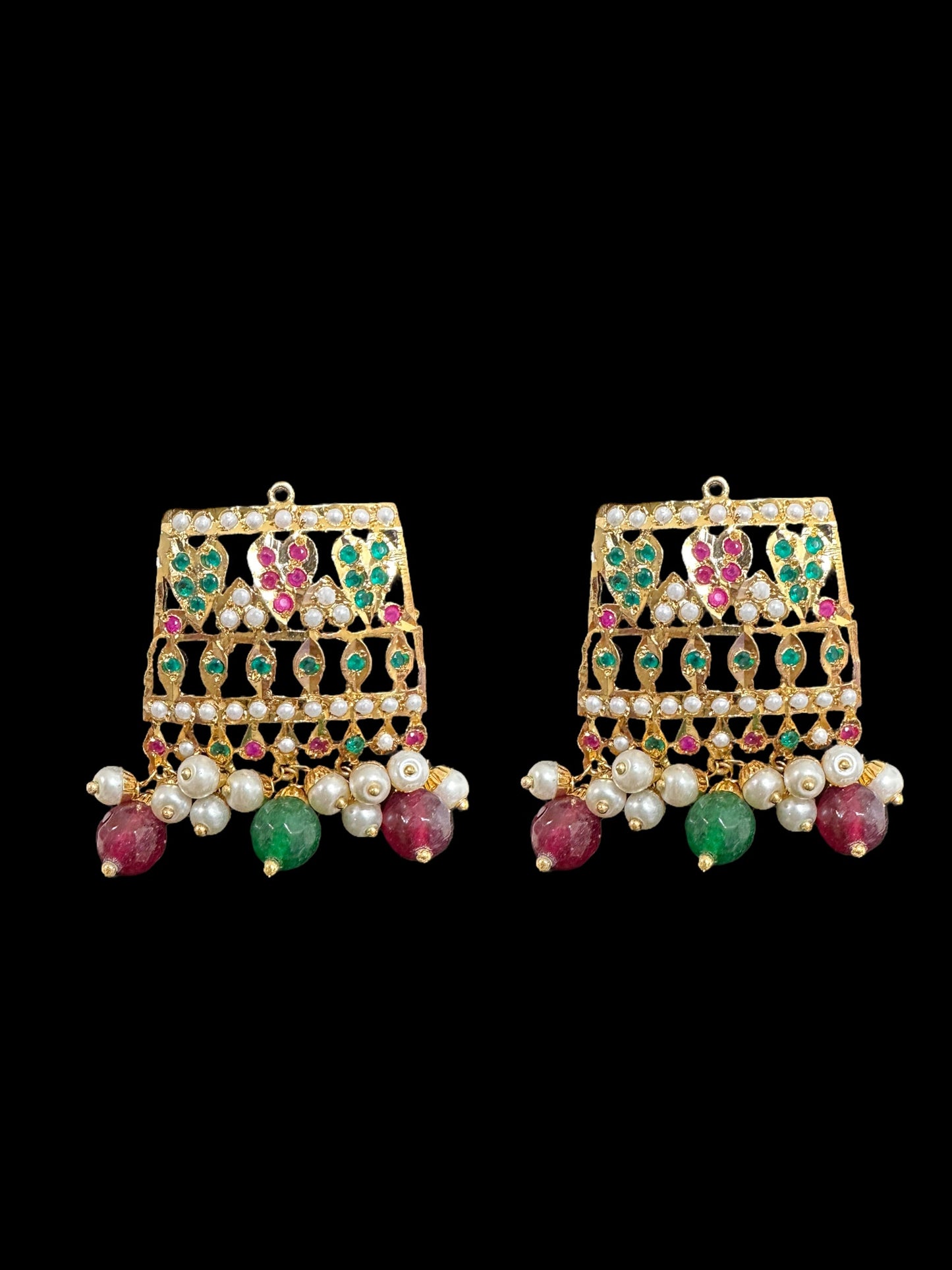 DNS67 Khudra punjabi Jadau necklace set in Ruby emerald ( READY TO SHIP )