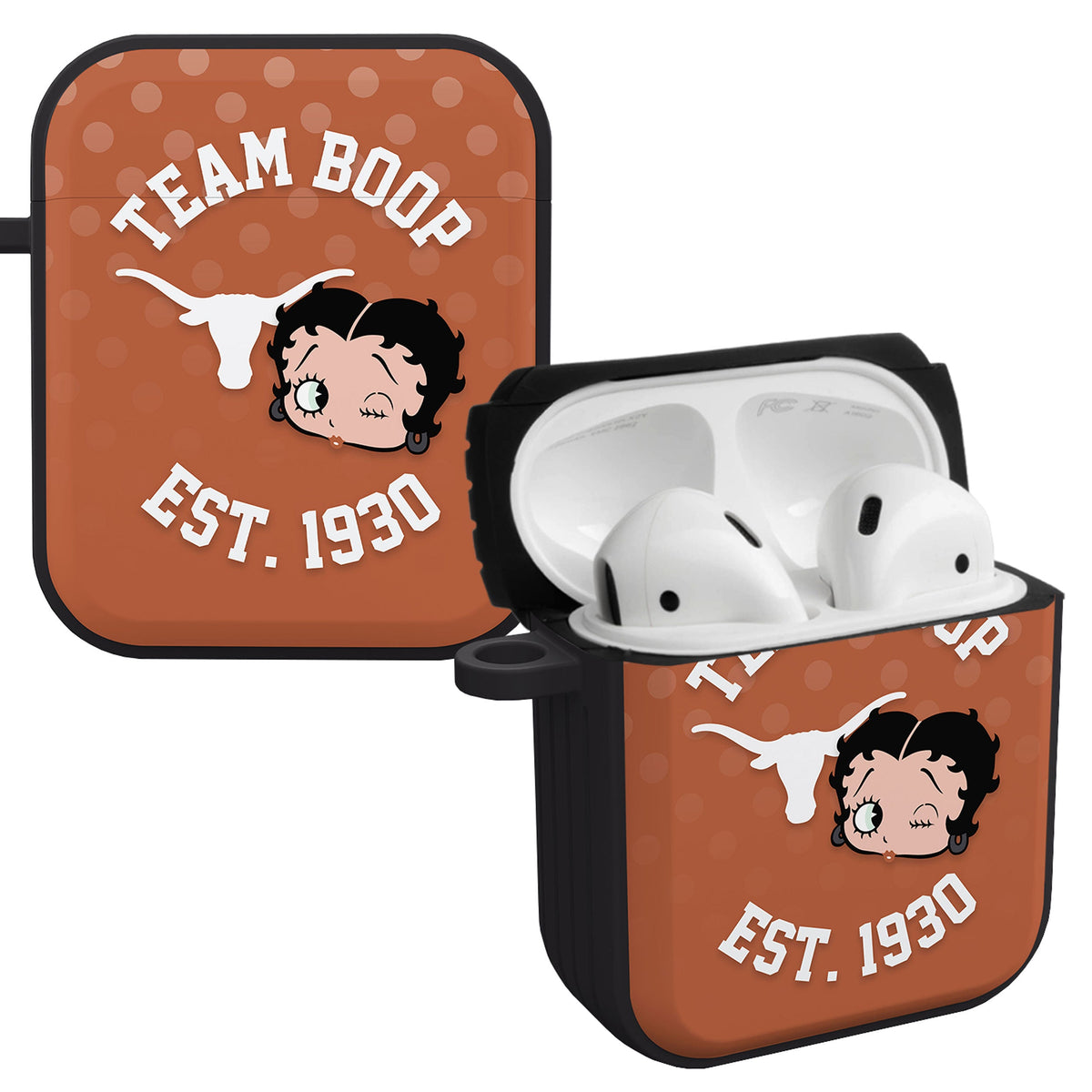 Texas Longhorns X Betty Boop HDX Apple AirPods Gen 1 & 2 Case Cover