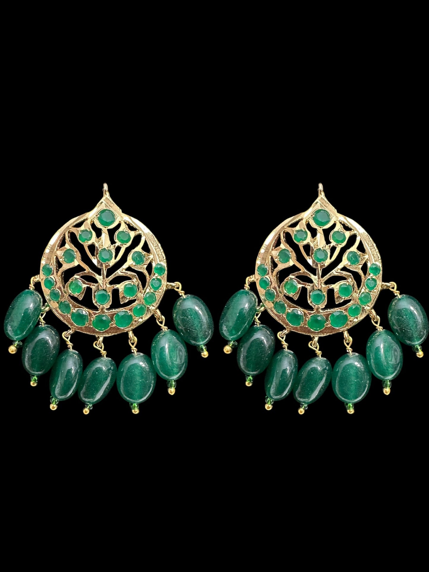 ET537 Asmee earrings in green (READY TO SHIP )