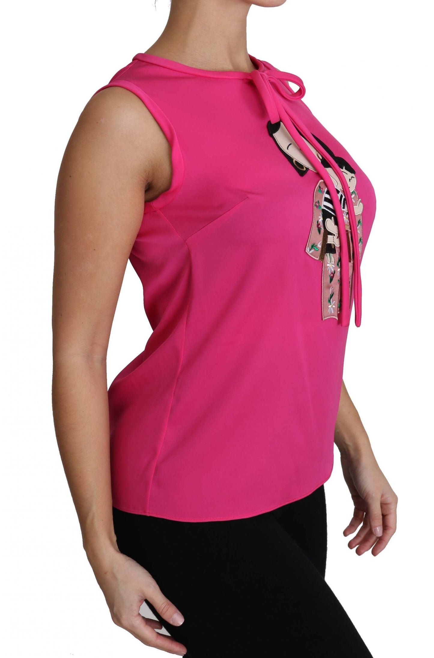 Dolce & Gabbana Pink Family Silk Tank Mama Blouse Top Shirt
