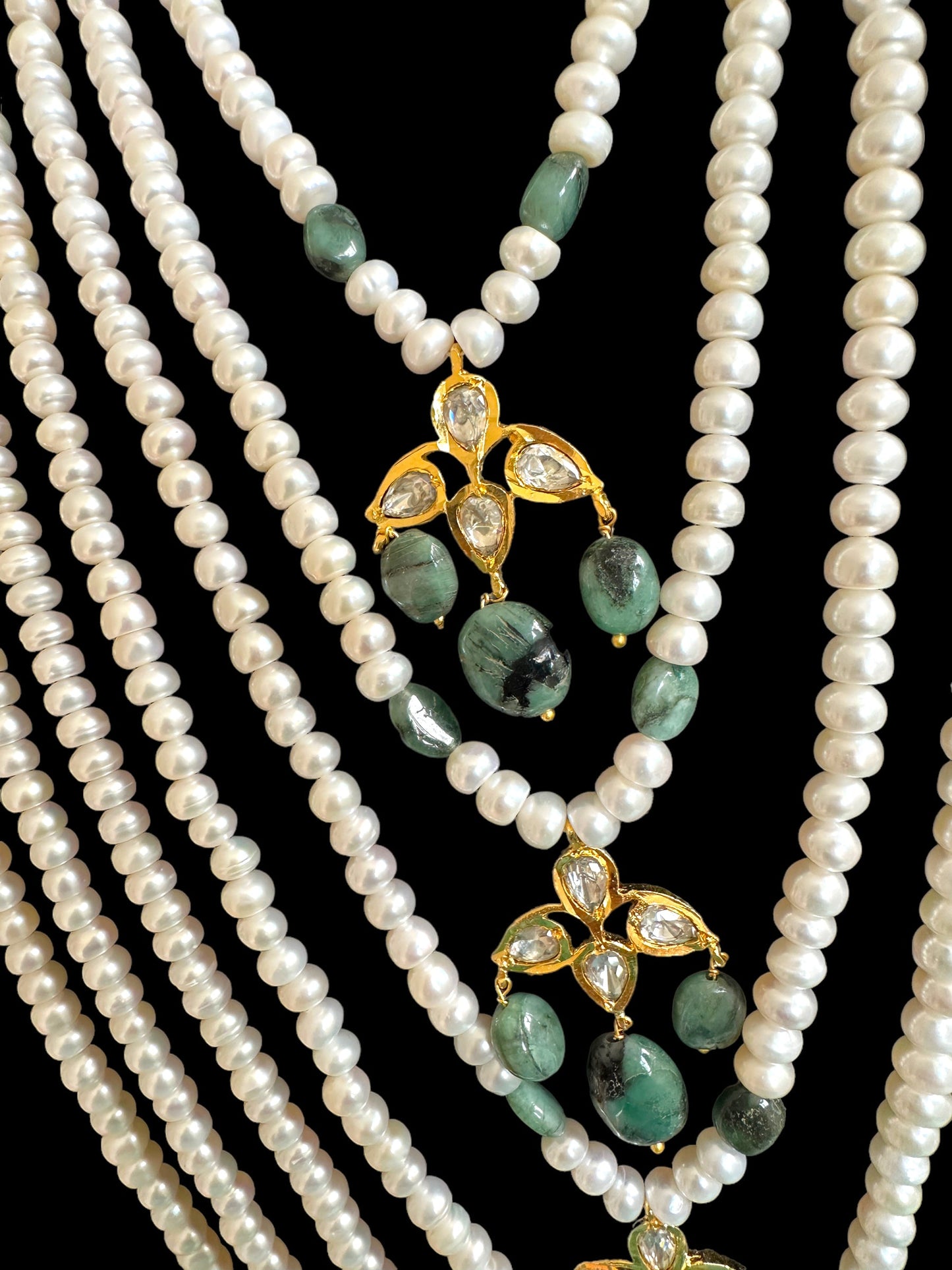 BR310 Bridal jadavi lacha , satlada in moissanite and emeralds ( SHIPS IN 2 WEEKS )