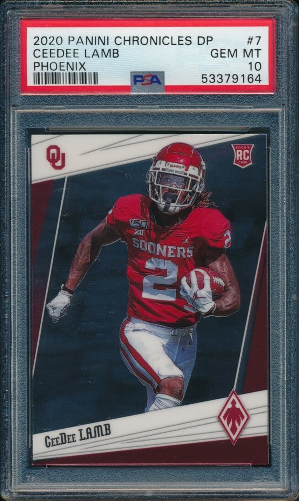 Graded 2020 Panini Chronicles Draft Picks CeeDee Lamb #7 Phoenix Rookie RC Football Card PSA 10 Gem Mint