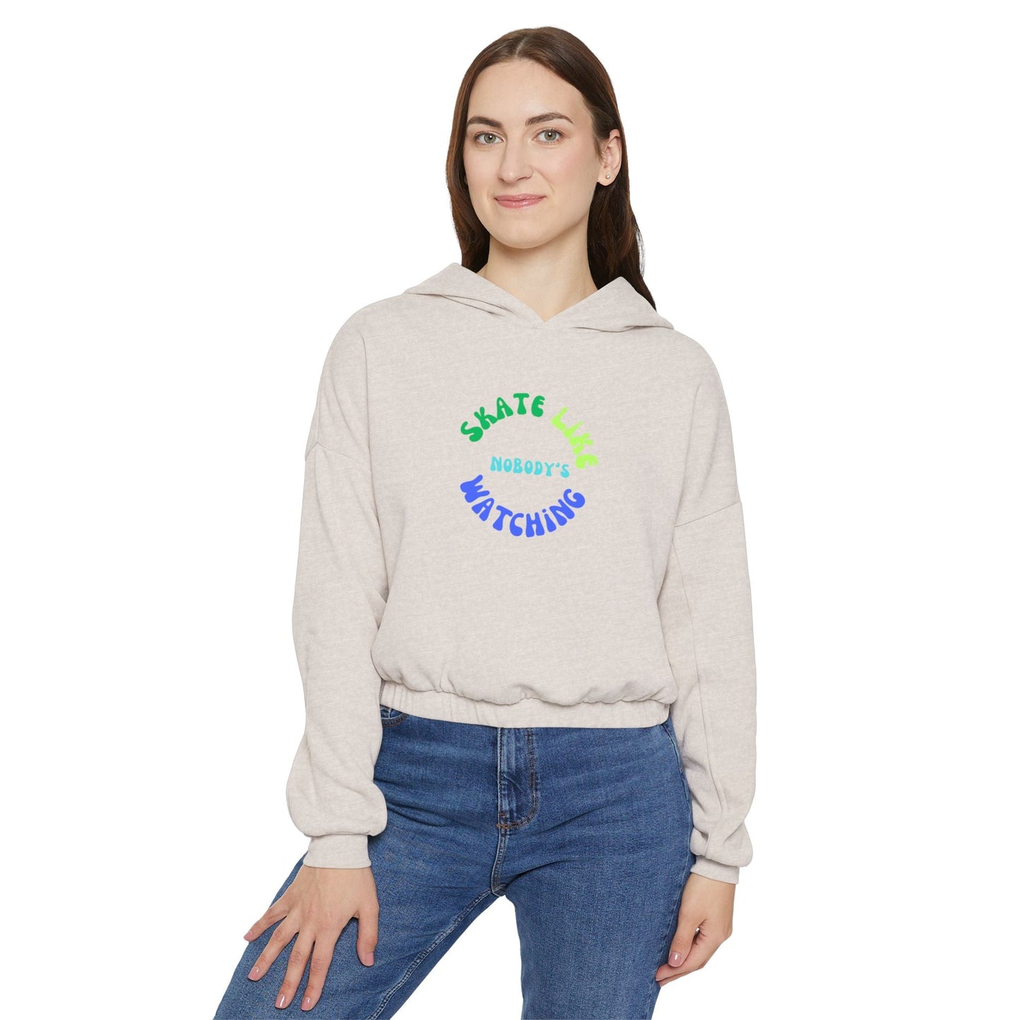 Women’s Cropped Blue/Green Skate Like Nobody's Watching Hoodie