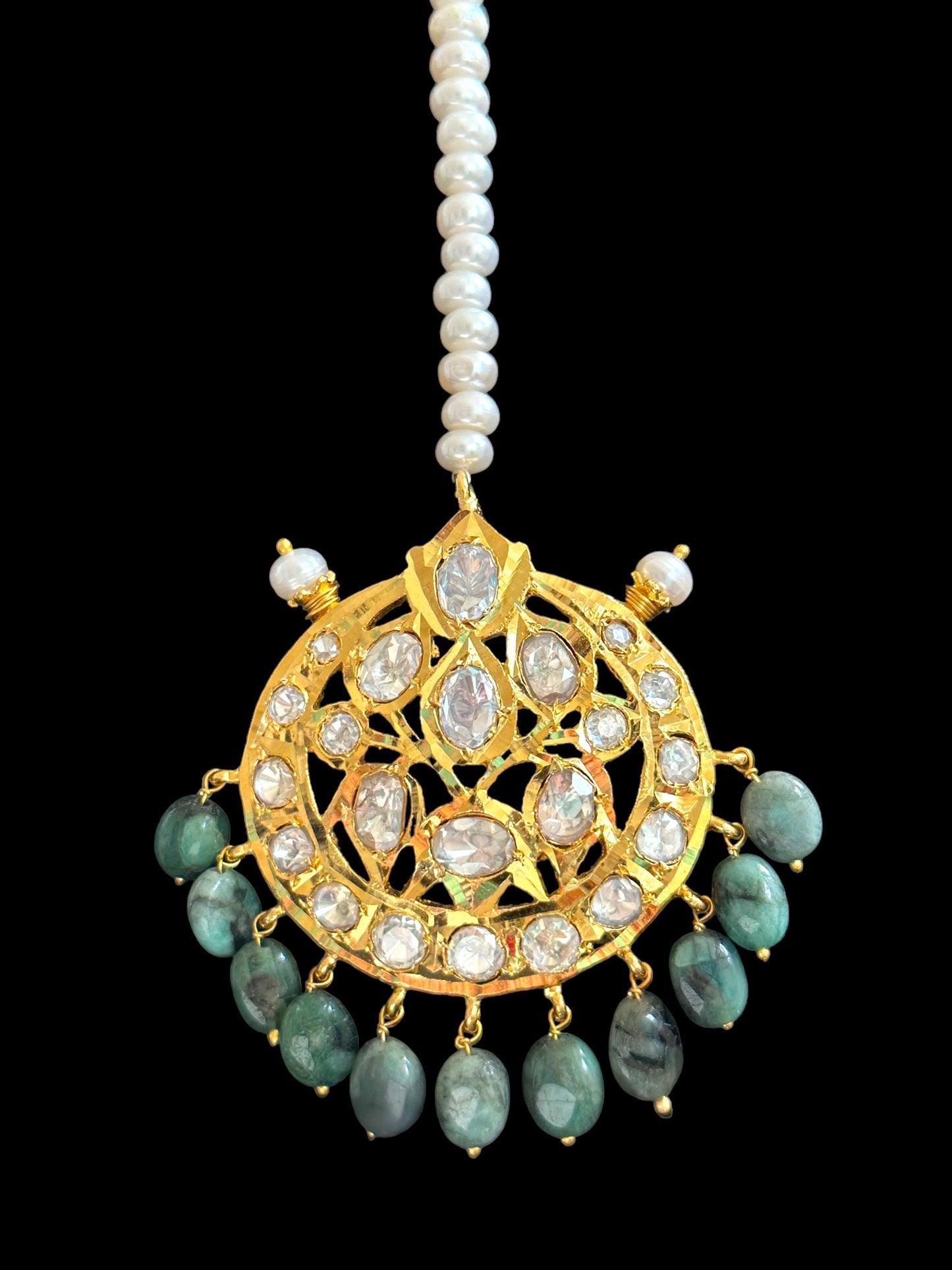 BR310 Bridal jadavi lacha , satlada in moissanite and emeralds ( SHIPS IN 2 WEEKS )