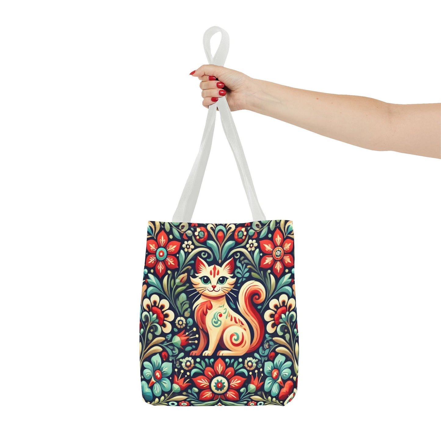Orange Cat Folk Art Tote Bag