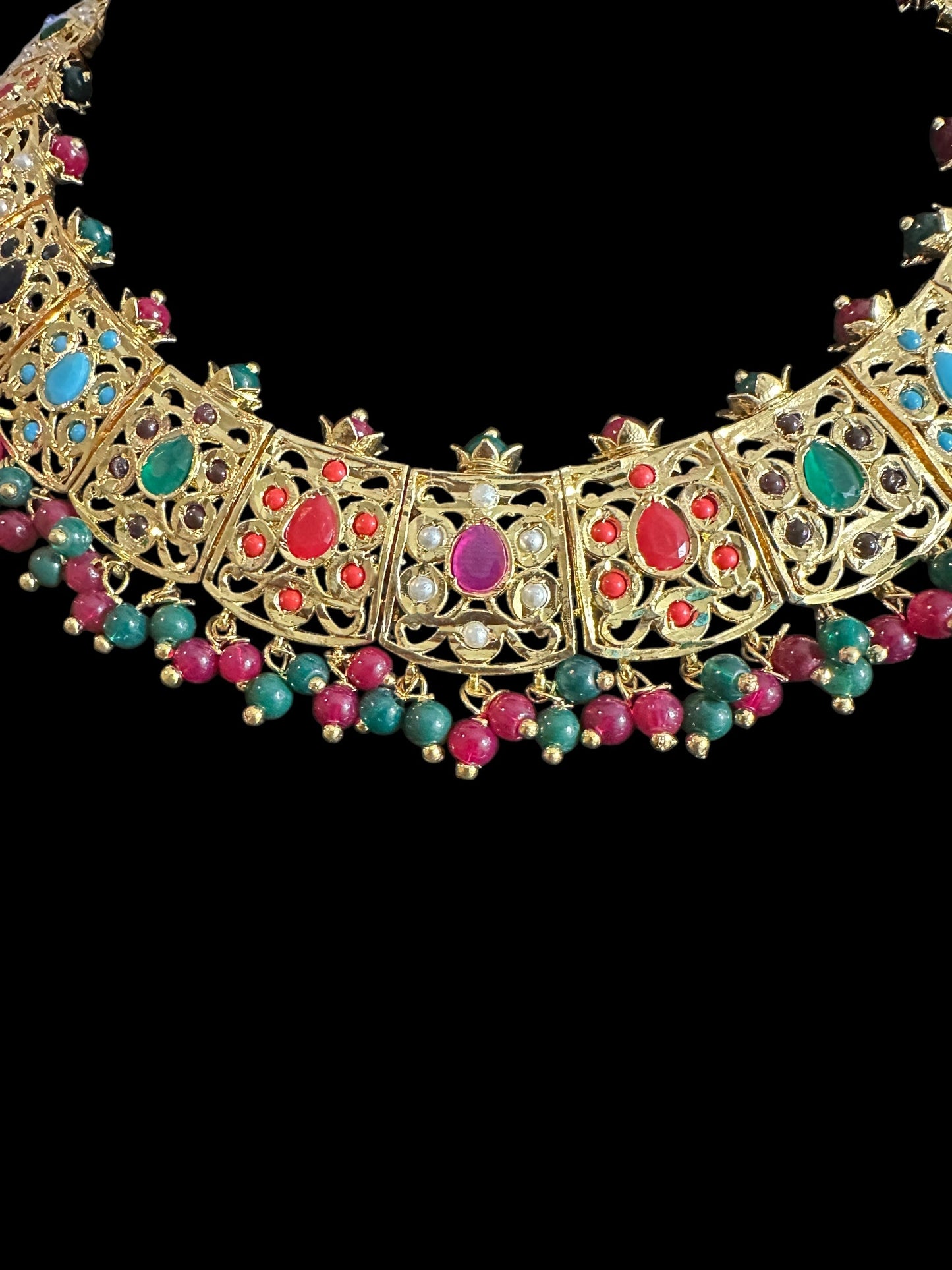 DNS161 Badia in navratan with pearls ( READY TO SHIP )