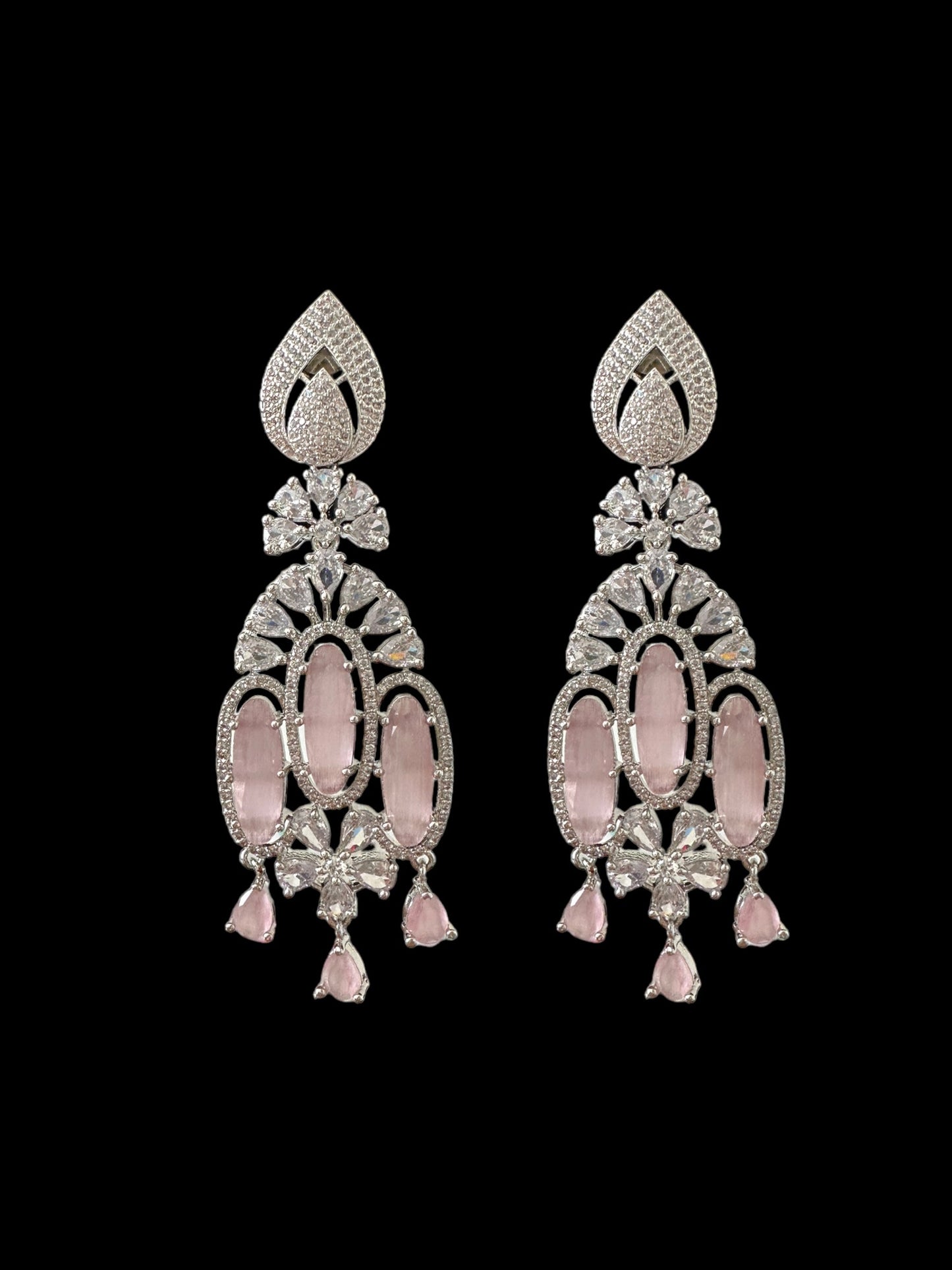 Cz earrings -pink ( READY TO SHIP )