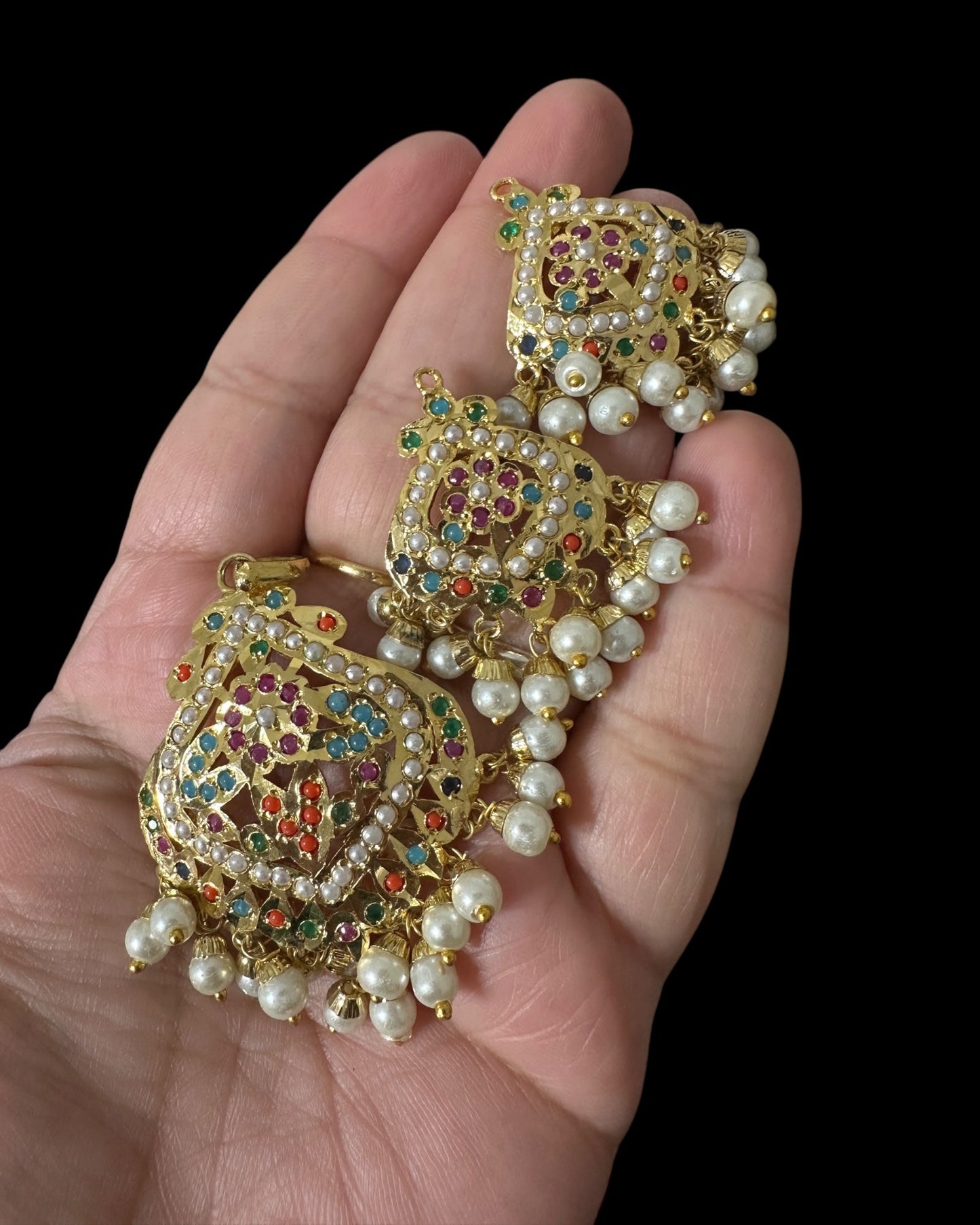 PS545 Ayeza jadau navratan pendant set ( SHIPS IN 3 WEEKS )