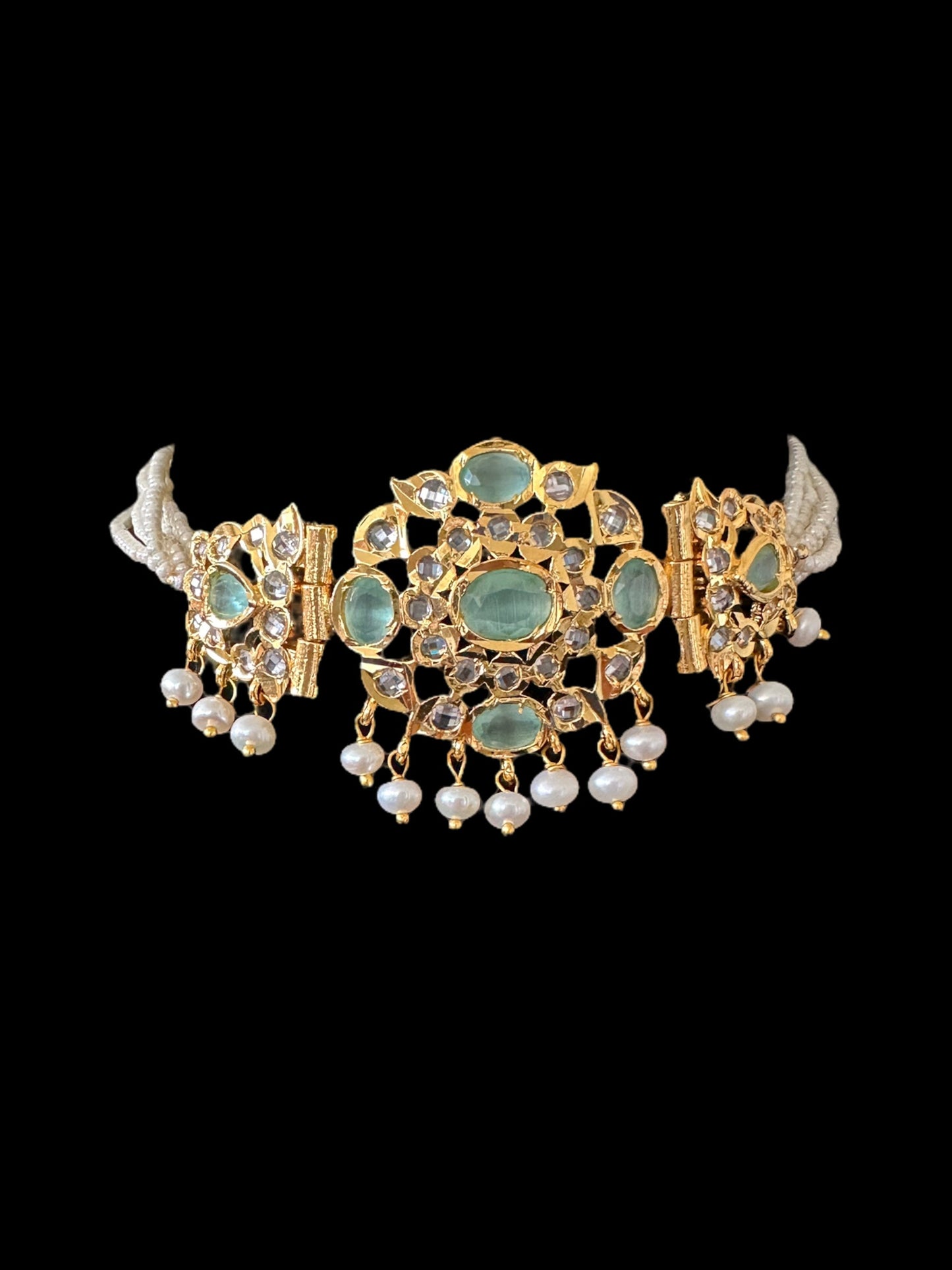 C304 MUSHK hyderabadi choker with earrings -MINT ( READY TO SHIP )