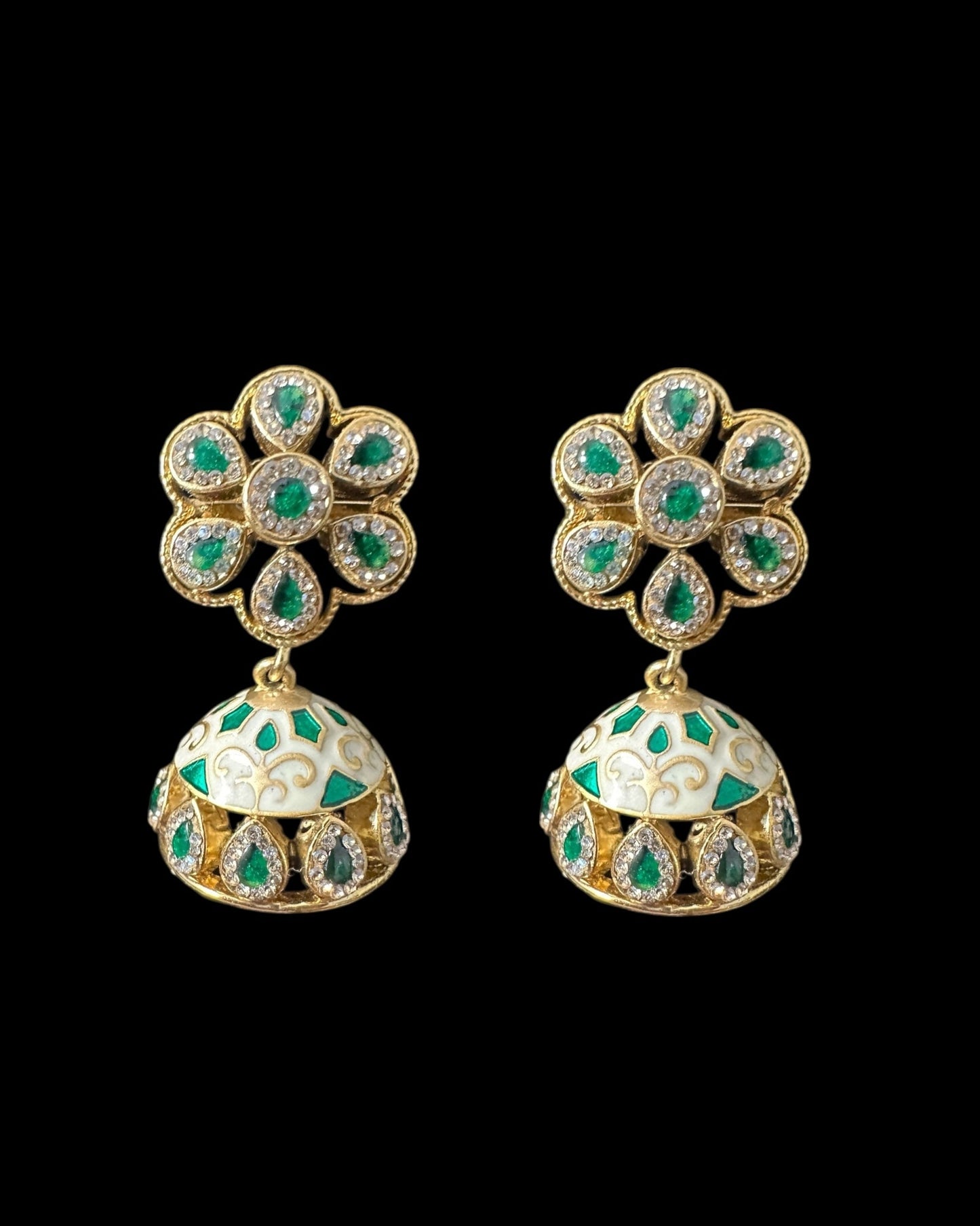 DNS189 meenakari gold plated necklace with jhumka set (READY TO SHIP )