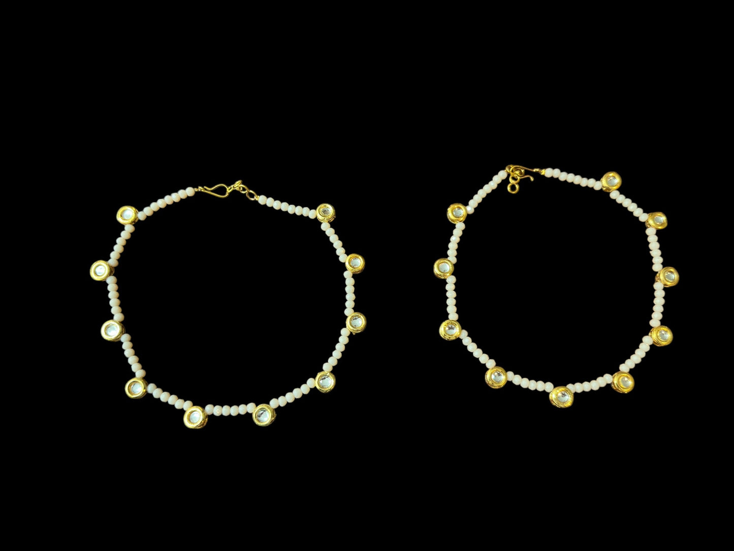 Kundan and peach beads anklets ( READY TO SHIP )