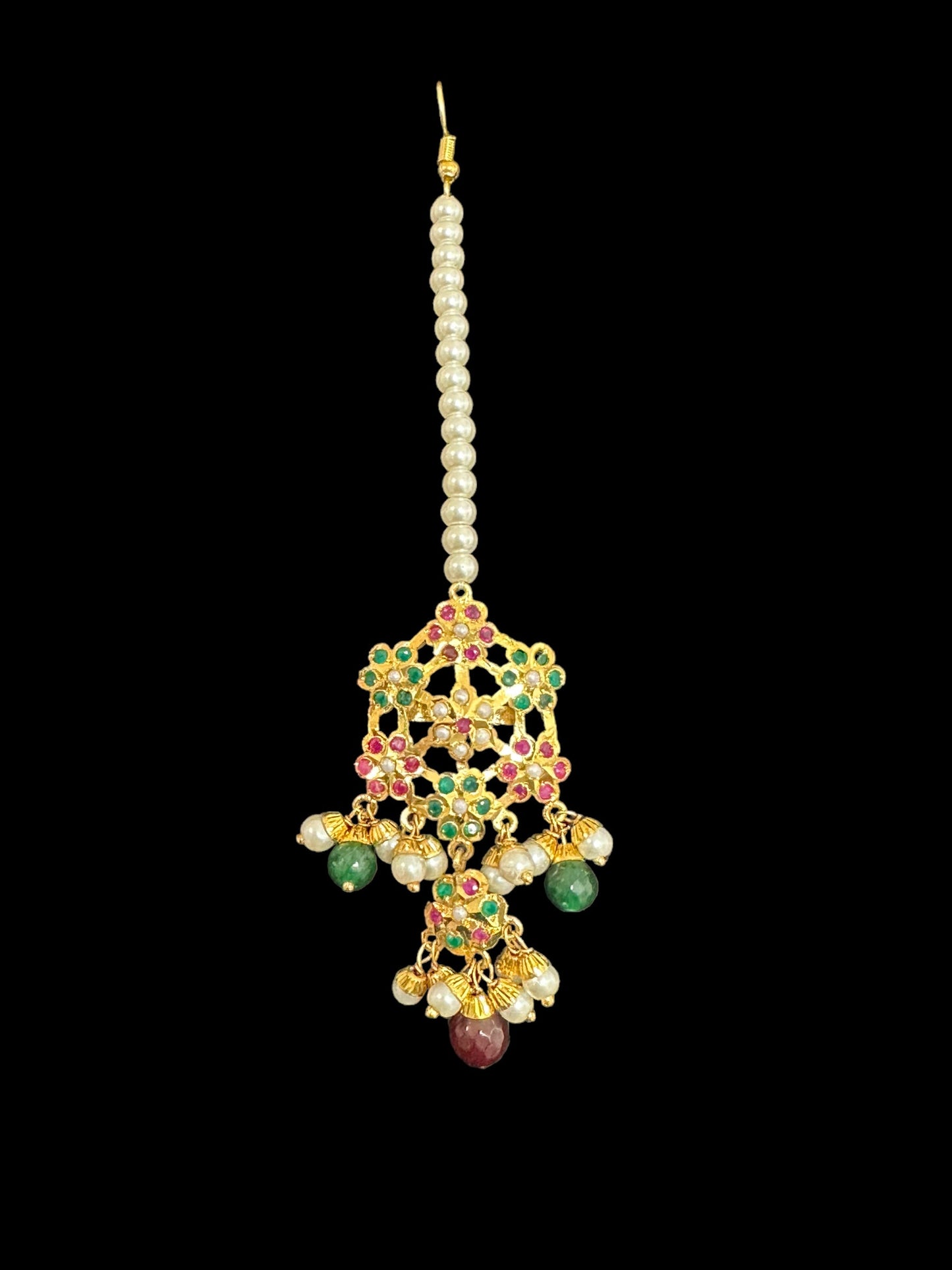 DJET46 Sitara earrings tika in ruby emerald ( SHIPS IN 4 WEEKS )