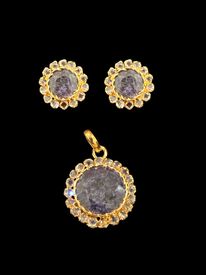 PS452 Pendant set with sapphire ( READY TO SHIP )
