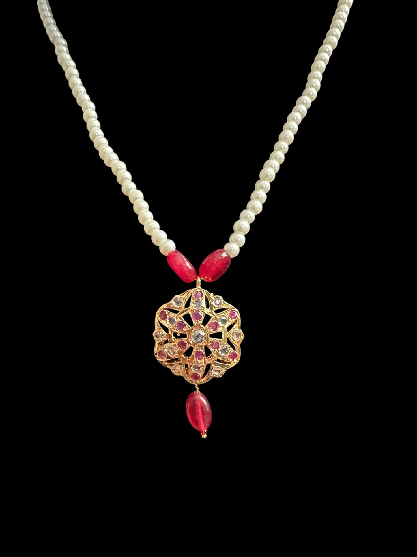 PS487 pendant set with ruby quartz beads ( READY TO SHIP )