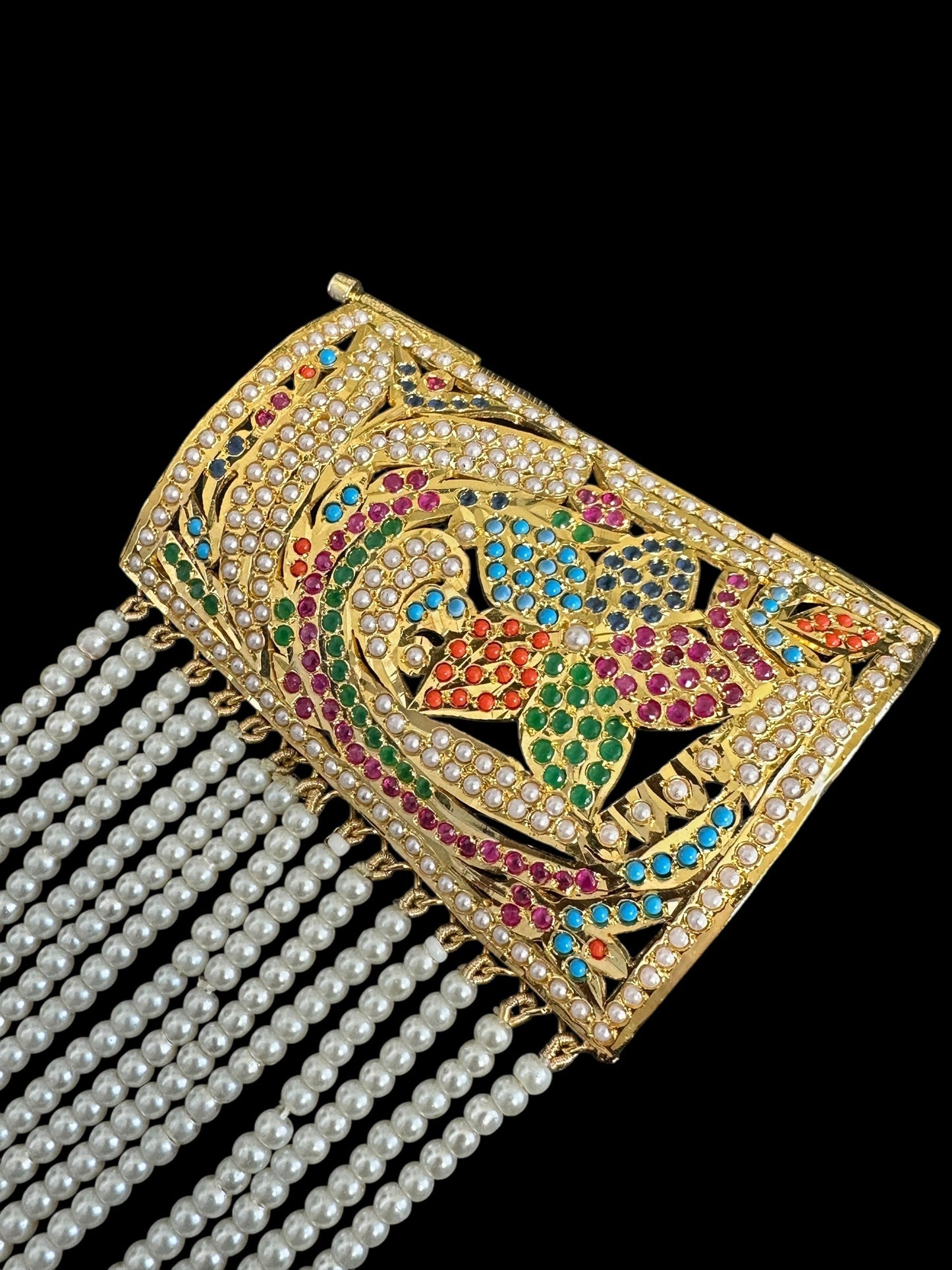 Jadau bahi / bracelet - multicolor / navratan ( SHIPS IN 3 WEEKS )