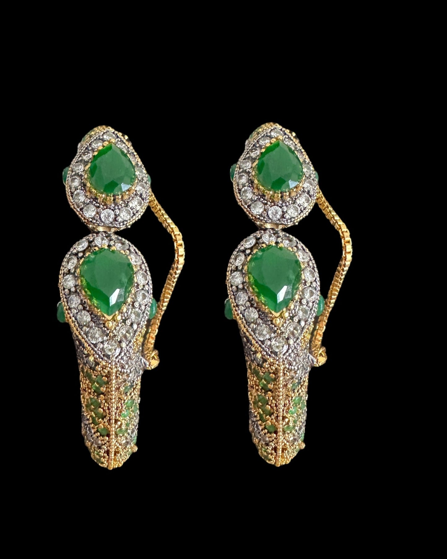BG805 SALWA zircon bangles - Green openable ( SHIPS IN 4 WEEKS )