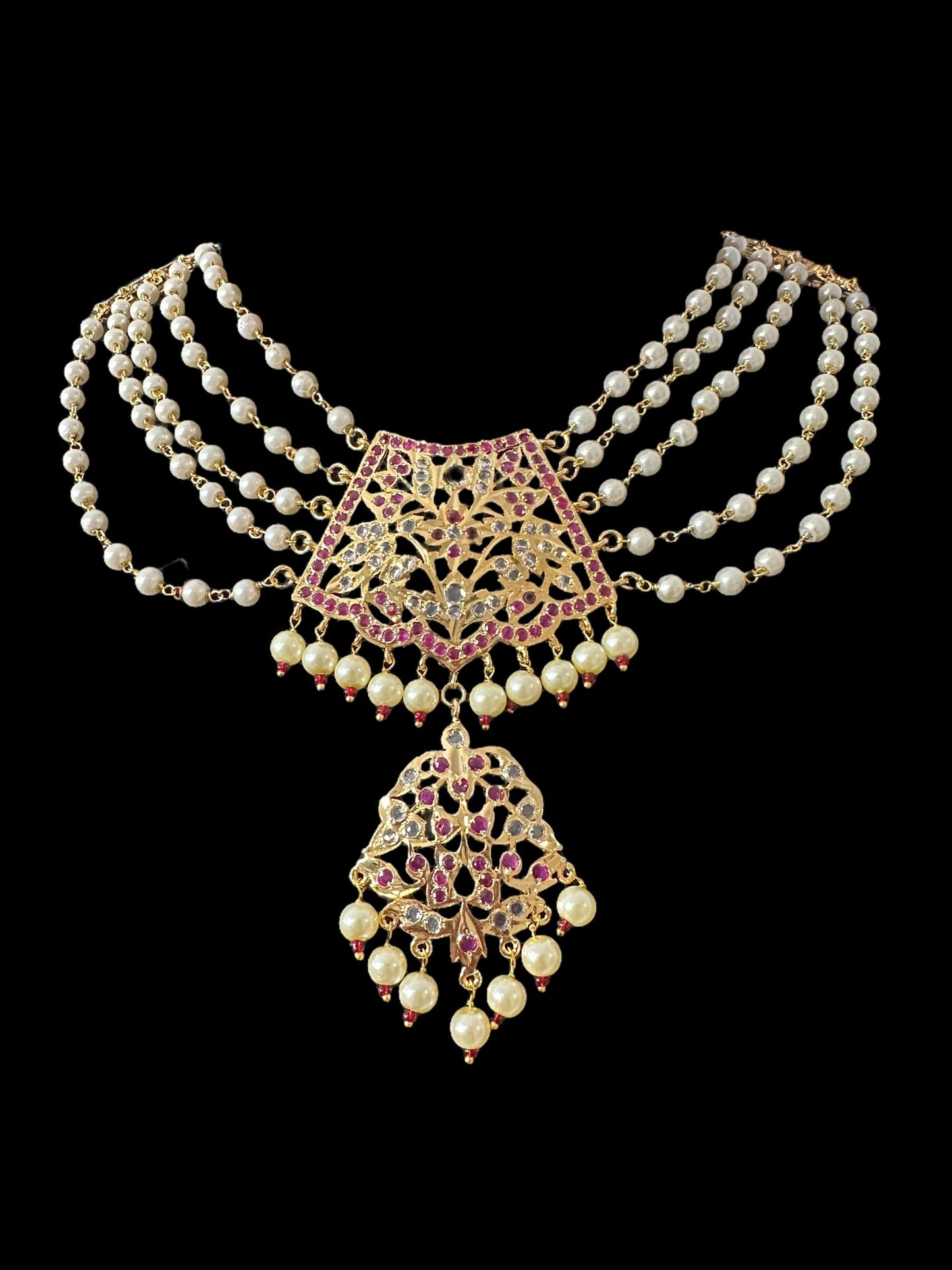 C565 AABHA Chandan haar inspired choker in rubies ( SHIPS IN 3 WEEKS )