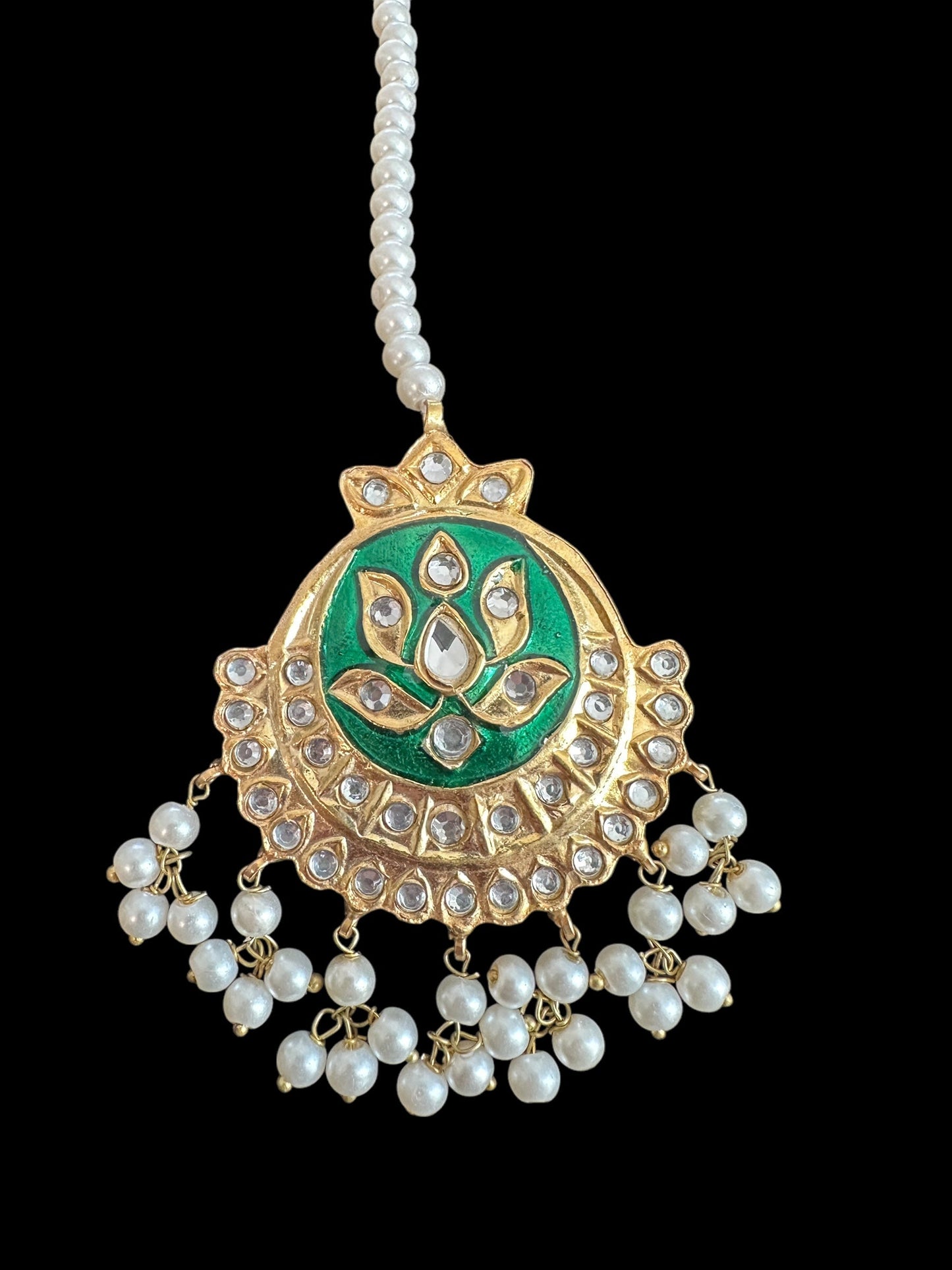 DJTK309 kundan and meenakari tika - green ( READY TO SHIP )