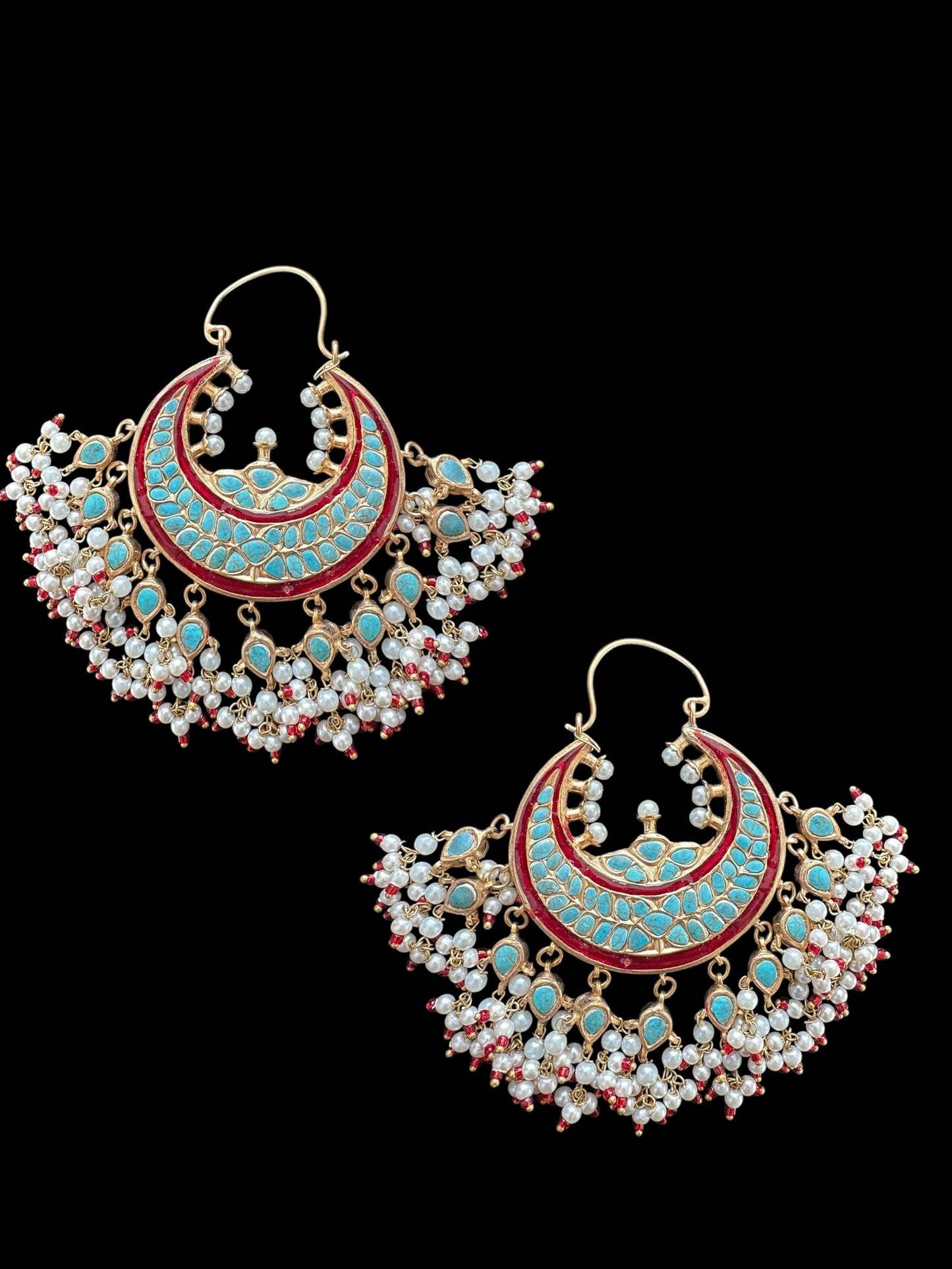DER638 Turquoise Ruby chandbali earrings ( SHIPS IN 4 WEEKS )
