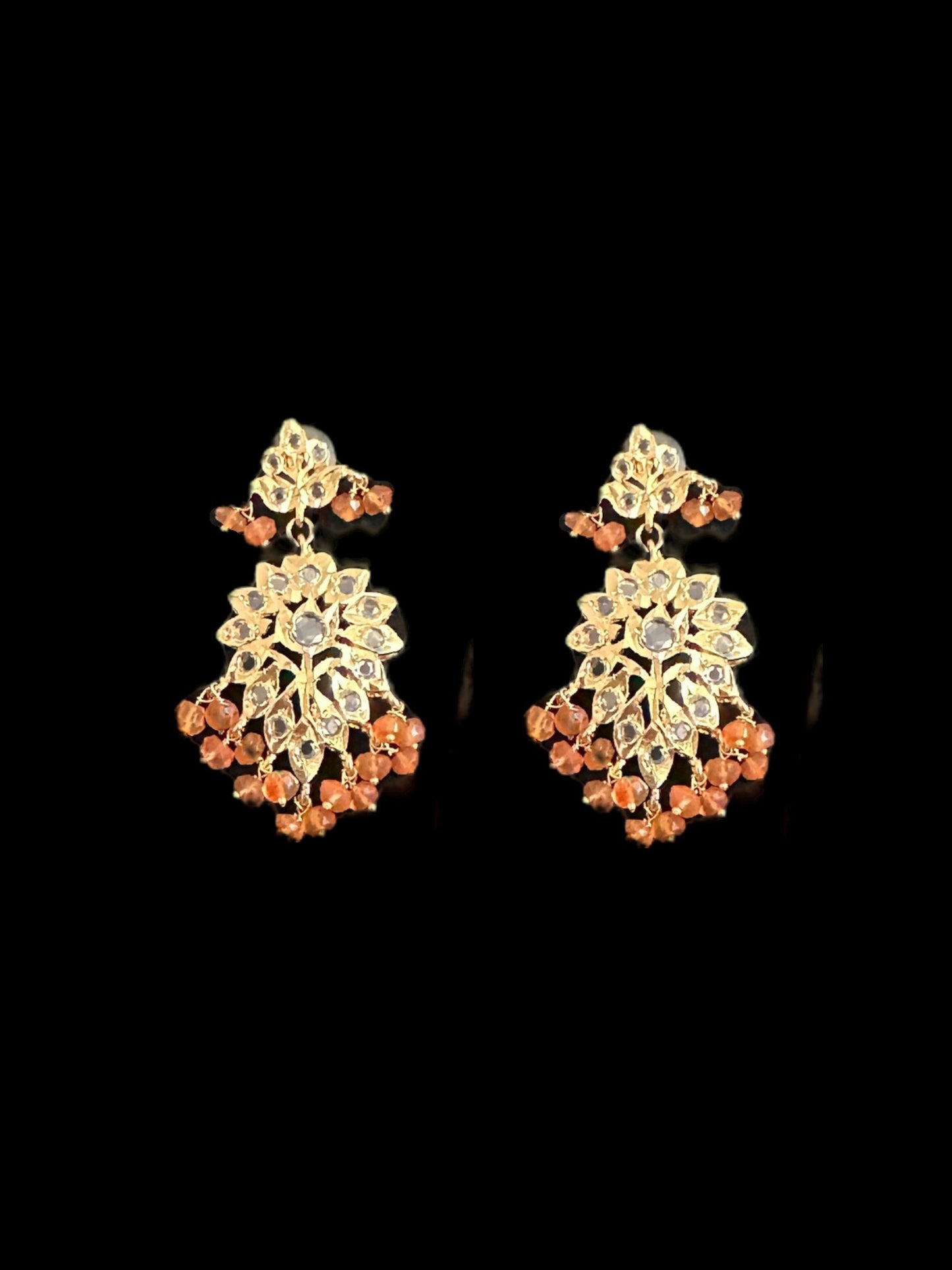 DLN122 Alvira long necklace with earrings in real carnelian beads ( SHIPS IN 2 WEEKS )
