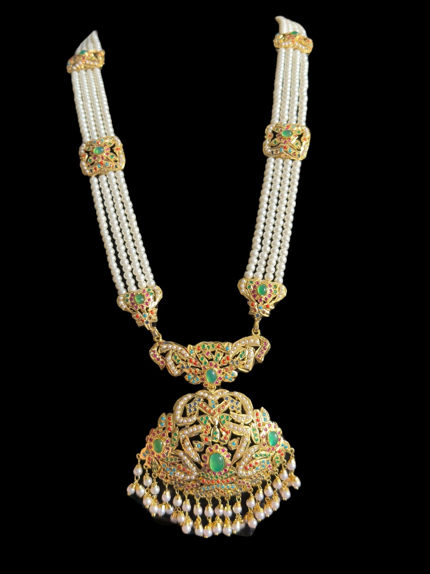 DLN97  Filza jadau rani haar in Navratan ( READY TO SHIP )