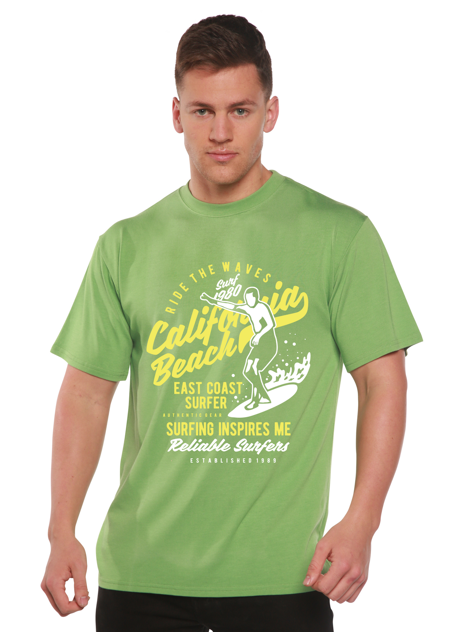 Ride The Waves Spun Bamboo® Men's Bamboo Viscose/Organic Cotton Short Sleeve Graphic T-Shirt