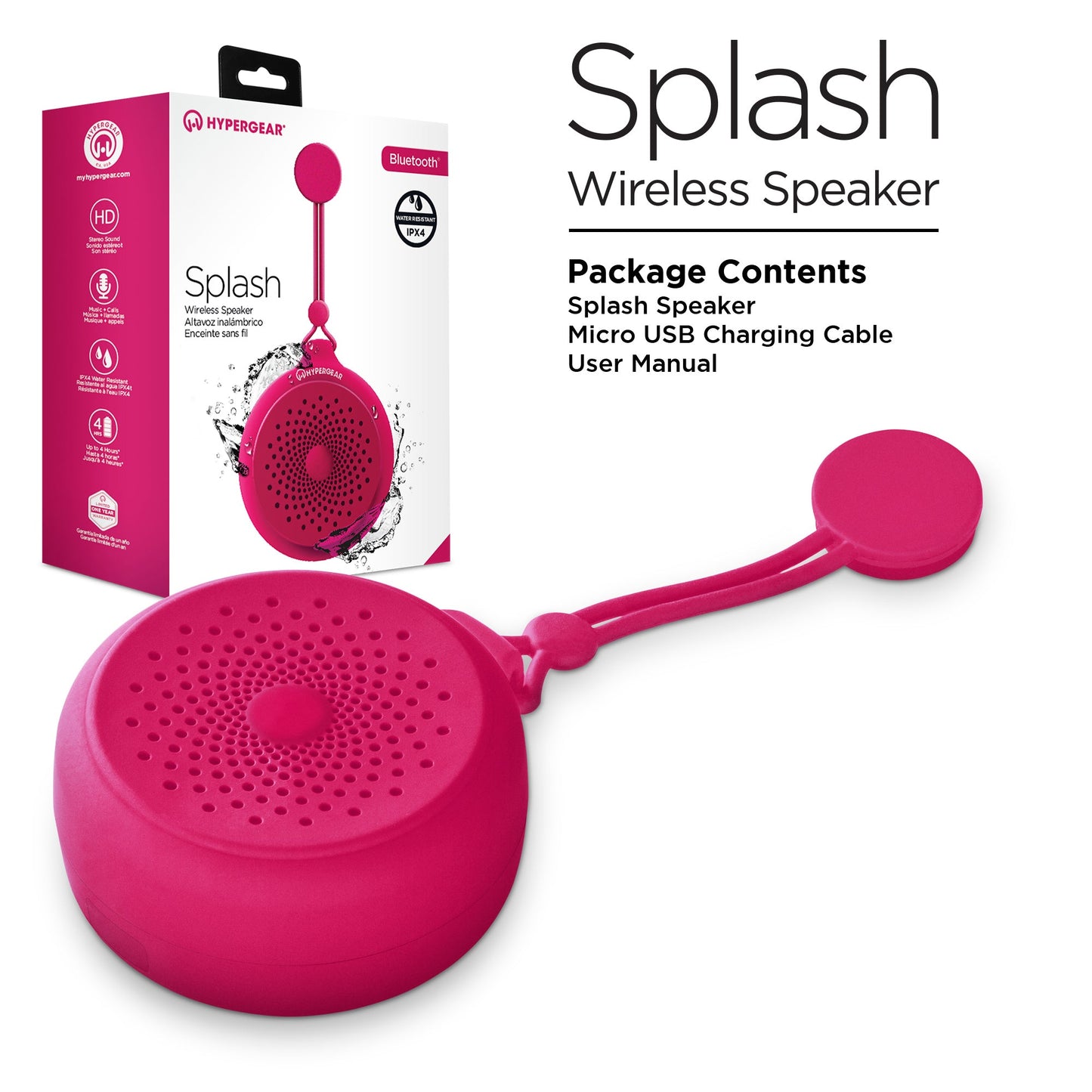 HyperGear Splash Water Resistant Wireless Speaker for Camping (SPLASH-PRNT)