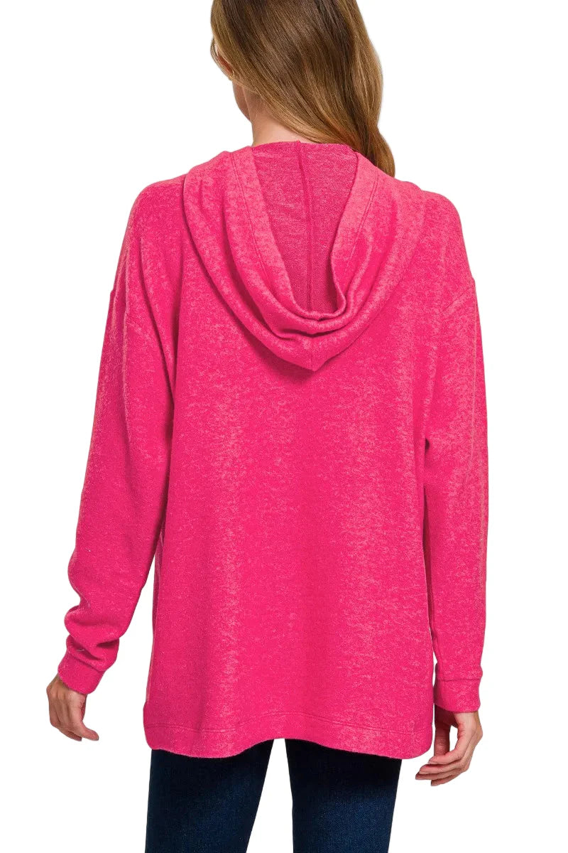 Hooded Brushed Mélange Hacci Sweater